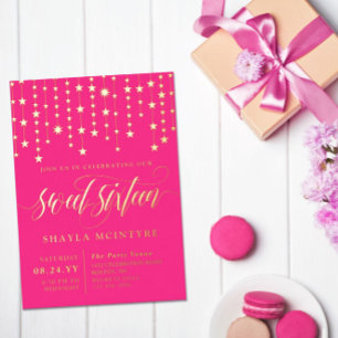 Gold Foil Stars Hot pink Sweet Sixteen