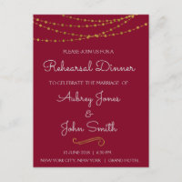 Gold Foil String Lights & Script Rehearsal Dinner