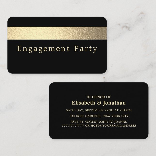 Gold Foil Stripe, Engagement Party Ticket Invite (Front/Back)