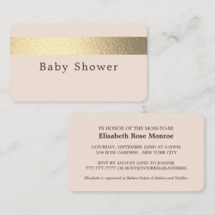 Gold Foil Stripe On Blush Pink Baby Shower Invite