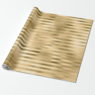 Gold Foil Striped Christmas Wrapping Paper