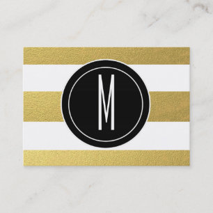 GOLD FOIL STRIPES   BLACK MONOGRAM BUSINESS CARD
