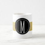 GOLD FOIL STRIPES | BLACK MONOGRAM COFFEE MUG<br><div class="desc">GOLD FOIL STRIPES | BLACK MONOGRAM</div>