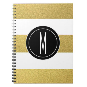 GOLD FOIL STRIPES BLACK MONOGRAM NOTEBOOK