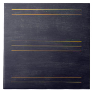 Gold Foil Stripes Blue Charcoal Ceramic Tile