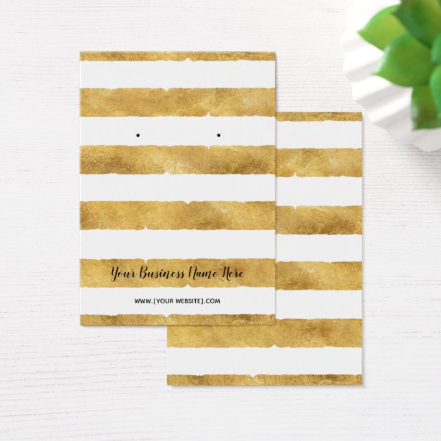 Gold Foil Stripes Earring Display Cards (Desk)