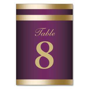 Gold Foil Stripes Elegant Purple Wedding Table Number