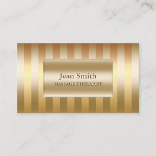 Gold Foil Stripes Massage Therapist Business Card
