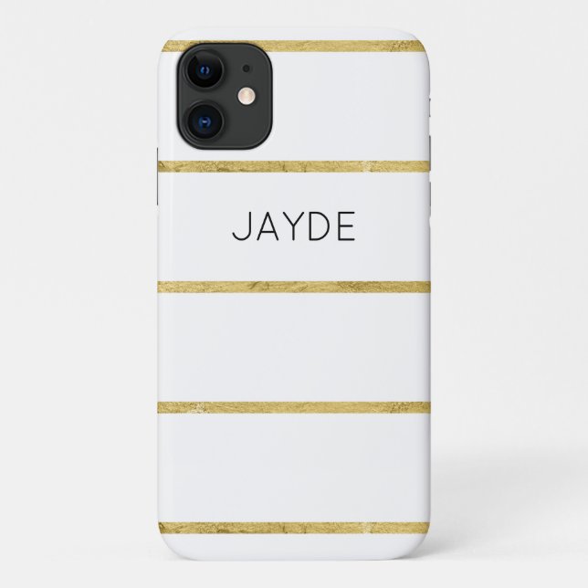 Gold Foil Stripes Personalised Mobile Phone Case (Back)