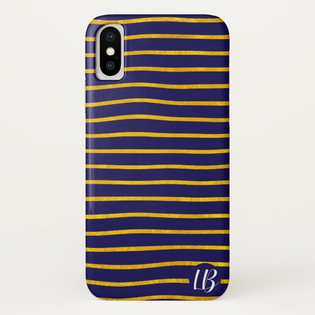 Gold Foil Stripes Personalised Phone Case (Back)
