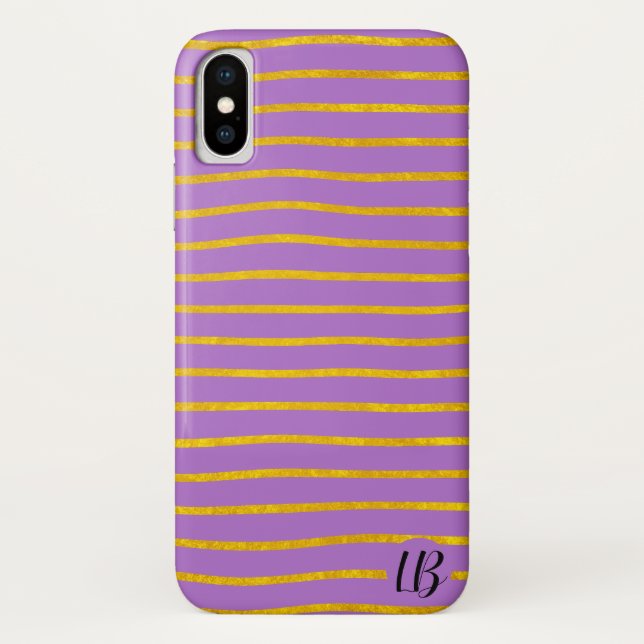 Gold Foil Stripes Personalised Phone Case (Back)