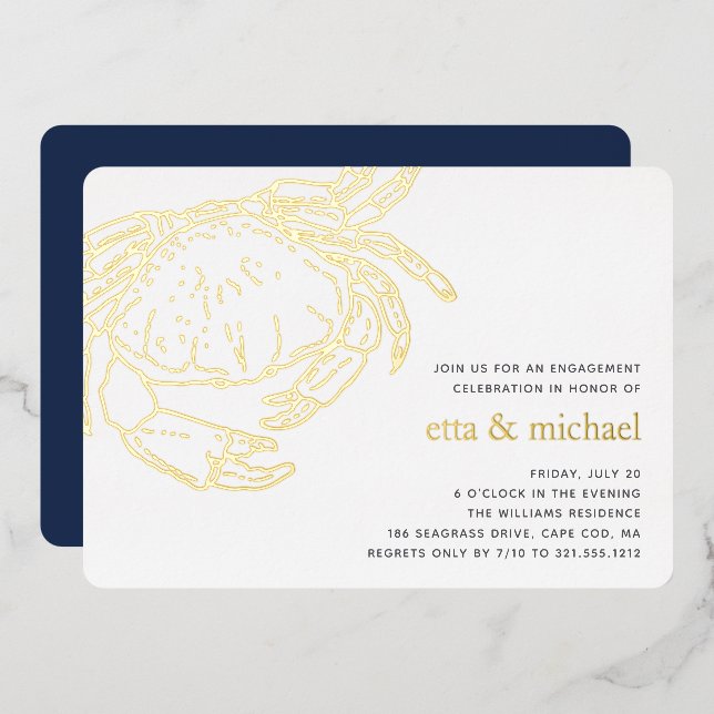 Gold Foil Summer Crab Feast Party (Front/Back)