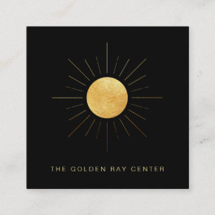 *~* Gold Foil Sun Golden Rays Healing Yoga Centre Square Business Card