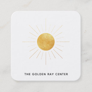 *~* Gold Foil Sun & Golden Rays Spiritual Center Square Business Card