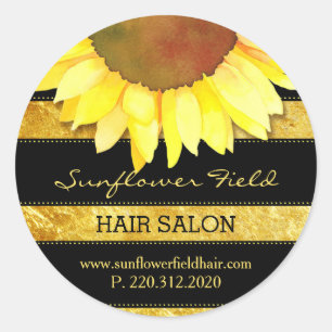 Gold Foil Sunflower Business Product Label