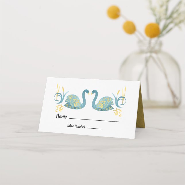 Gold Foil swans table cards (Front)