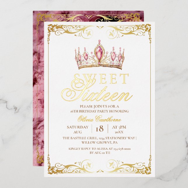 Gold Foil Sweet 16 Sparkle Birthday (Front/Back)