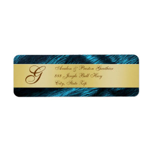 Gold Foil Teal Monogram New Years Address Labels