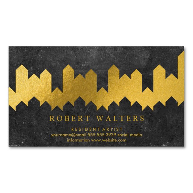 Gold Foil Texture | Lux Shapes | Slate Magnetic Business Card (Front)