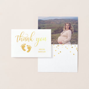 Gold FOIL THANK YOU Baby Shower   PHOTO Card