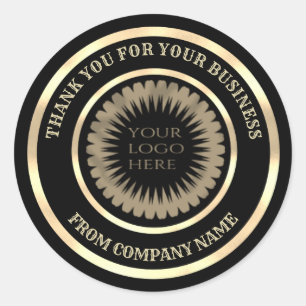 Gold foil thank you business custom logo classic round sticker