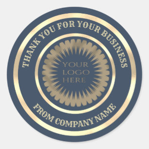 Gold foil thank you business custom logo classic round sticker