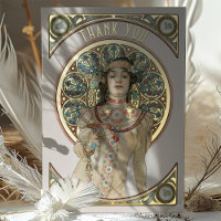 Gold Foil Thank You Card Art Nouveau Mucha