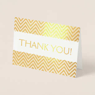 Gold Foil Thank You Card with Chevron Pattern