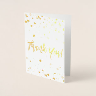 Gold Foil Thank You Card with Confetti Pattern