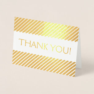 Gold Foil Thank You Card with Stripe Pattern