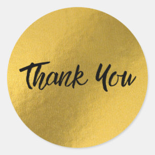 Gold Foil Thank You Classic Round Sticker