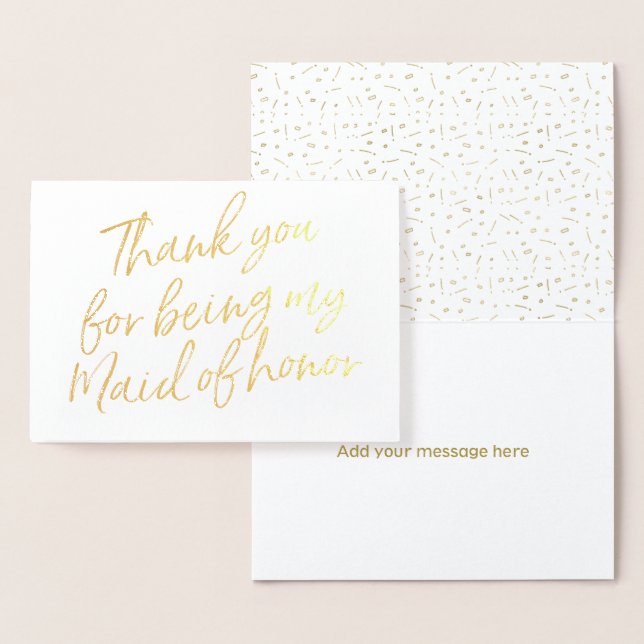 Gold Foil Thank you for my being my maid of honour Foil Card (Display)