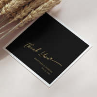 Gold Foil Thank You - Personalised Black Wedding