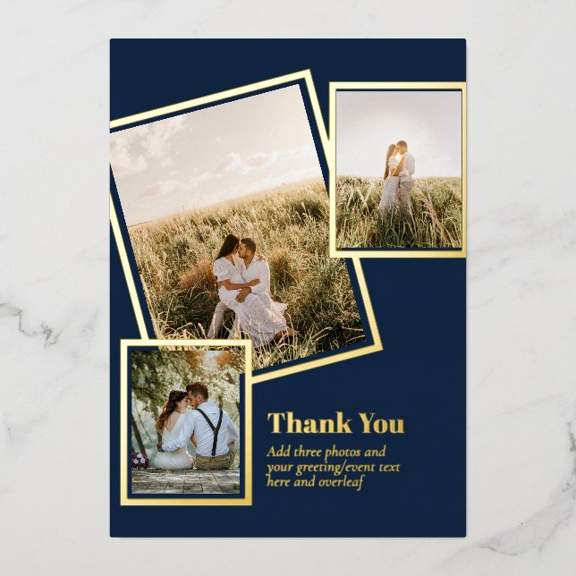 Gold Foil THANK YOU Photo Collage Modern QR CODE (Front)