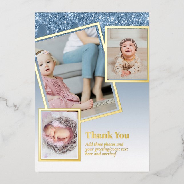 Gold Foil THANK YOU Photo Collage Modern QR CODE (Front)