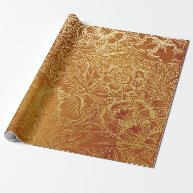 Gold Foil Thanksgiving Wrapping Paper (Unrolled)