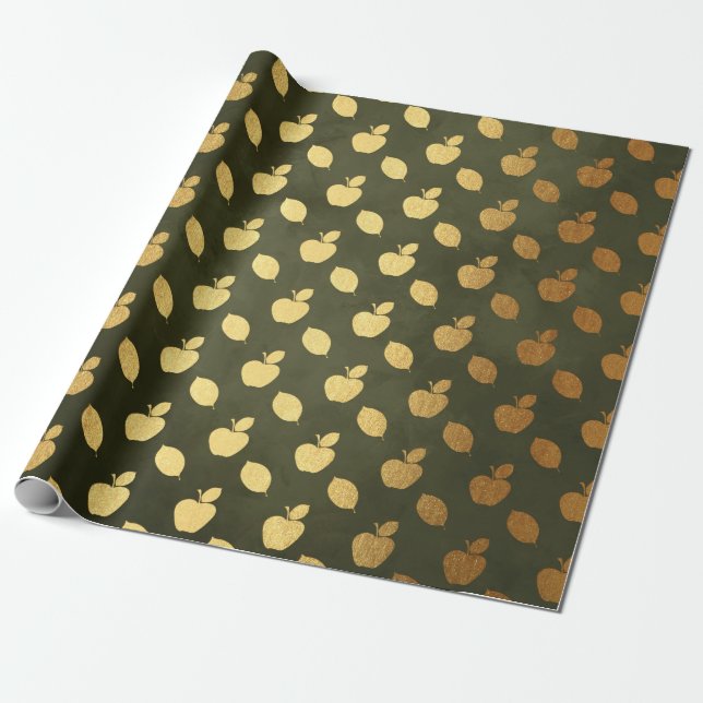 Gold Foil Thanksgiving Wrapping Paper (Unrolled)