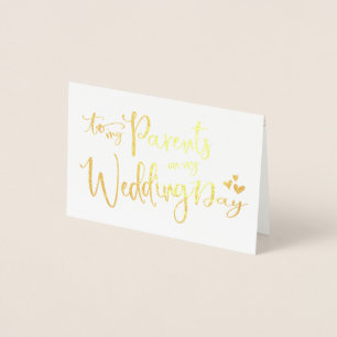 Gold Foil    To My Parents On My Wedding Day Photo Card