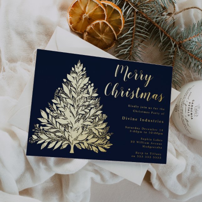 Gold Foil Tree Christmas Party Midnight Navy (Creator Uploaded)