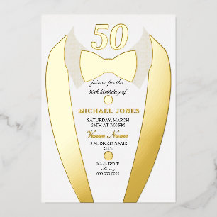 Gold Foil Tuxedo Suit Mens 50th Birthday Party