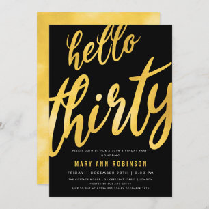 Gold Foil Type 30th Birthday Party Invitation