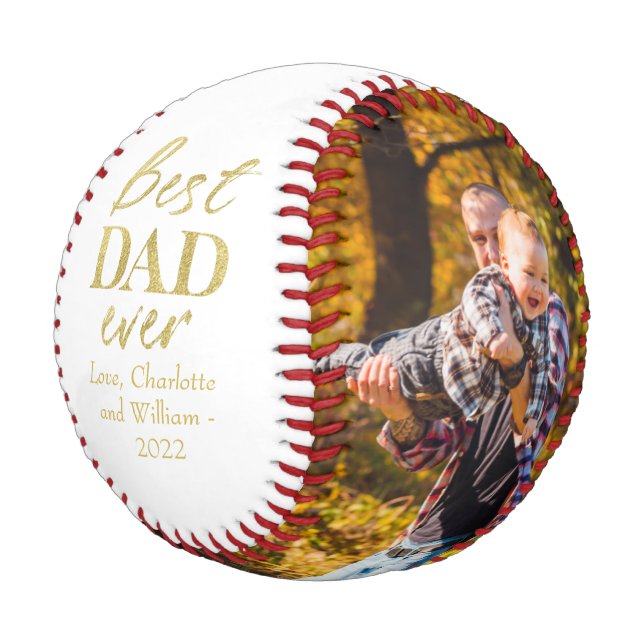 Gold Foil Typography Father's Day Baseball (Angled)