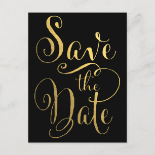 Gold Foil Typography Save the Date Postcard