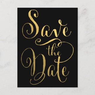 Gold Foil Typography Save the Date Postcard