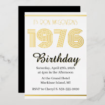 Gold Foil Vintage 1976 Rectangular 50th Birthday 