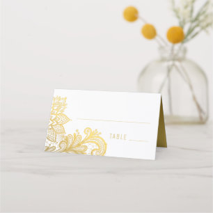 Gold Foil Vintage Lace Wedding Place Card