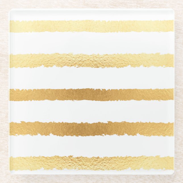 Gold foil, vintage seamless pattern. glass coaster (Front)