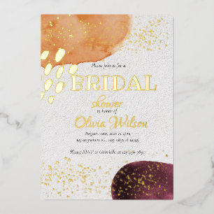 Gold foil water colour bridal shower foil invita