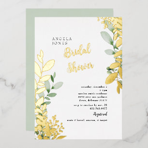 Gold Foil Watercolor Foliage Mint Bridal Shower