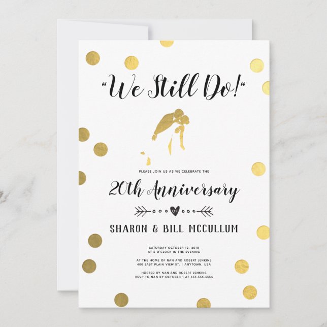 Gold Foil We Still Do | 20th Wedding Anniversary Invitation (Front)
